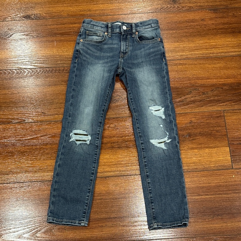 Old Navy Boy’s Slim Distressed Dark Blue Jeans